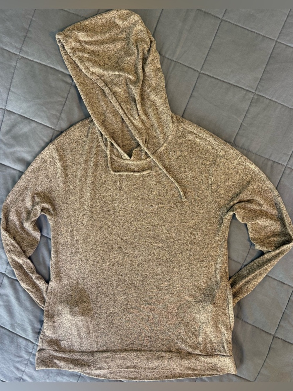 Harlowe & Graham S/M Gray Marled Lightweight Knit Pullover Hoodie